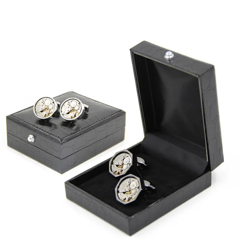 Leather Cufflinks Box Packaging With Foam (4)