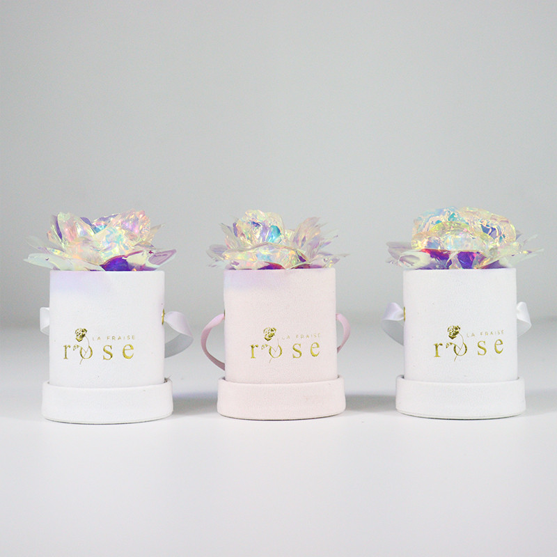 Mini Single Round Empty Flower Box With Ribbon (4)