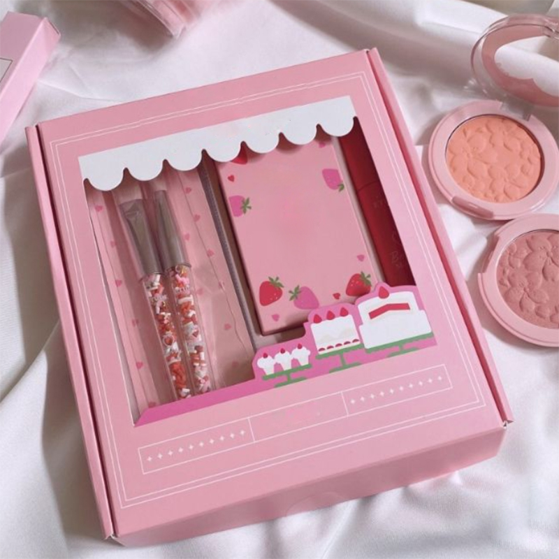 cream lipstick skincare packaging box with plastic window
