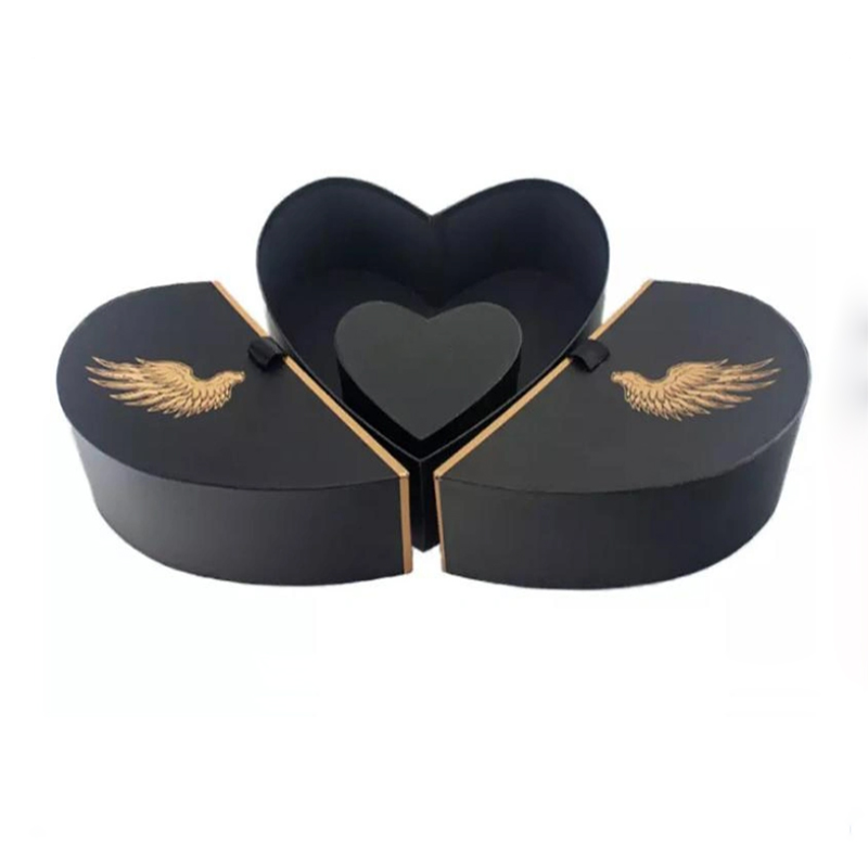 luxury custom black heart shaped packaging box for skincare gift
